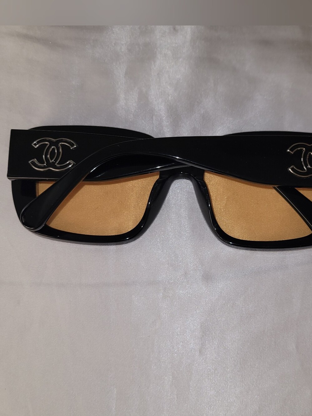 Black Frame Sunglasses with Orange Lenses - Picture 3 of 9